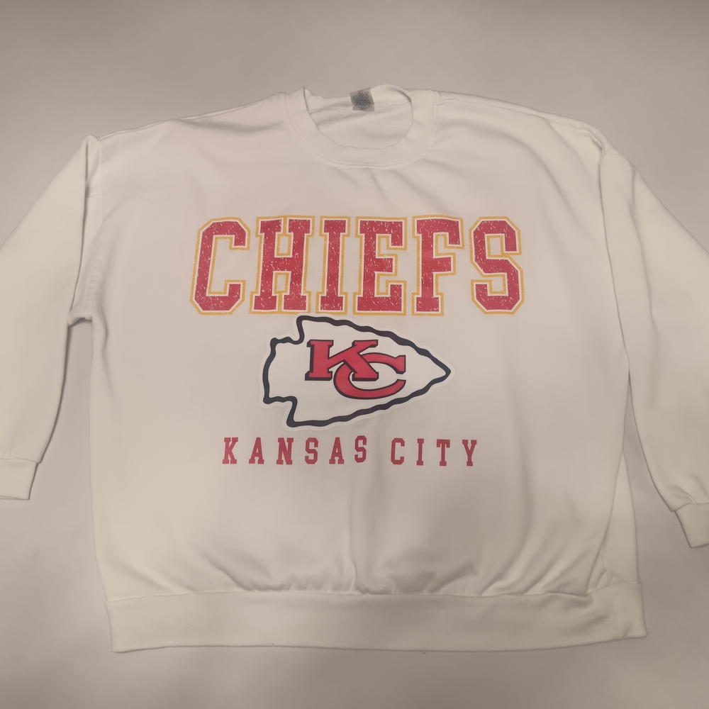 Kansas City Chiefs White Sweatshirt‎ Mens XL Graphic Pullover Crewneck